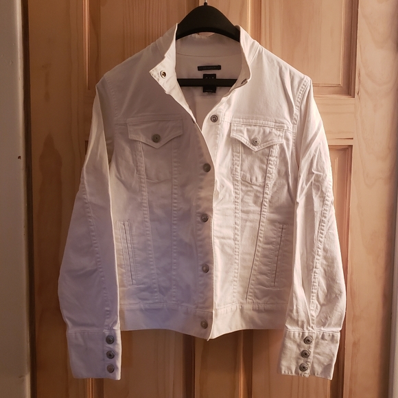 GAP Cotton Stretch Mockneck Jacket Coat White Medium - Picture 3 of 13